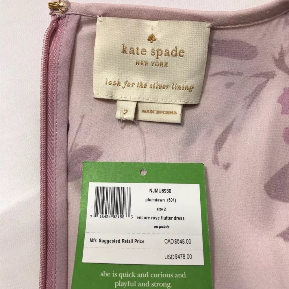 $478 Kate Spade Rose Flutter Dress Silk Chiffon - Picture 8 of 8